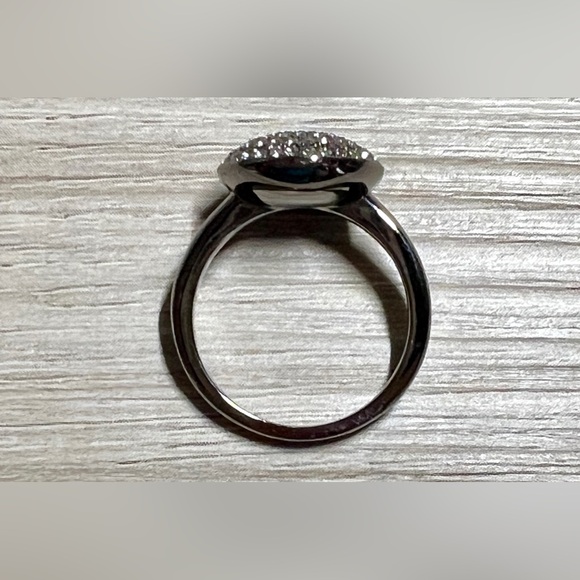New Designer Signed Nadri Gunmetal Pave Crystal Circle Cluster Ring, Size 7 - Picture 6 of 10